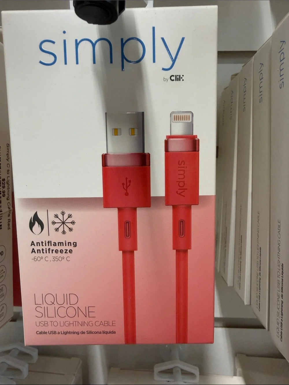 Simply Liquid Silicone USB to Lightning Cable - Red